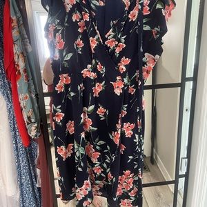 Floral navy wrap dress